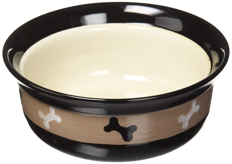 PetRageous 10071 City Pets Bones Dishwasher-Safe Dog Food and Water Bowl 6.125-Inch Diameter 2.5-Inch Tall 2-Cups Capacity for Small Dogs and Cats, Black - Image 1